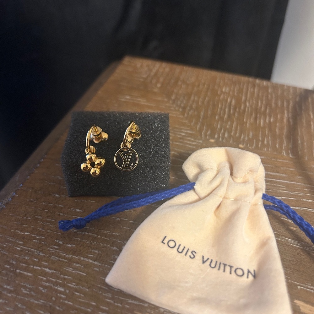 Louis Vuitton Gold Logo Earrings
